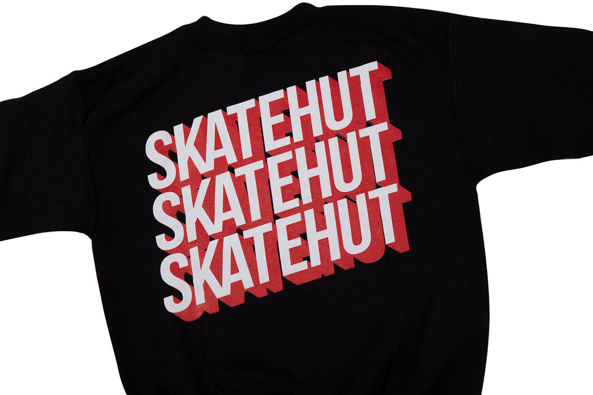 SkateHut 3D Stacked Kids Sweatshirt - Black
