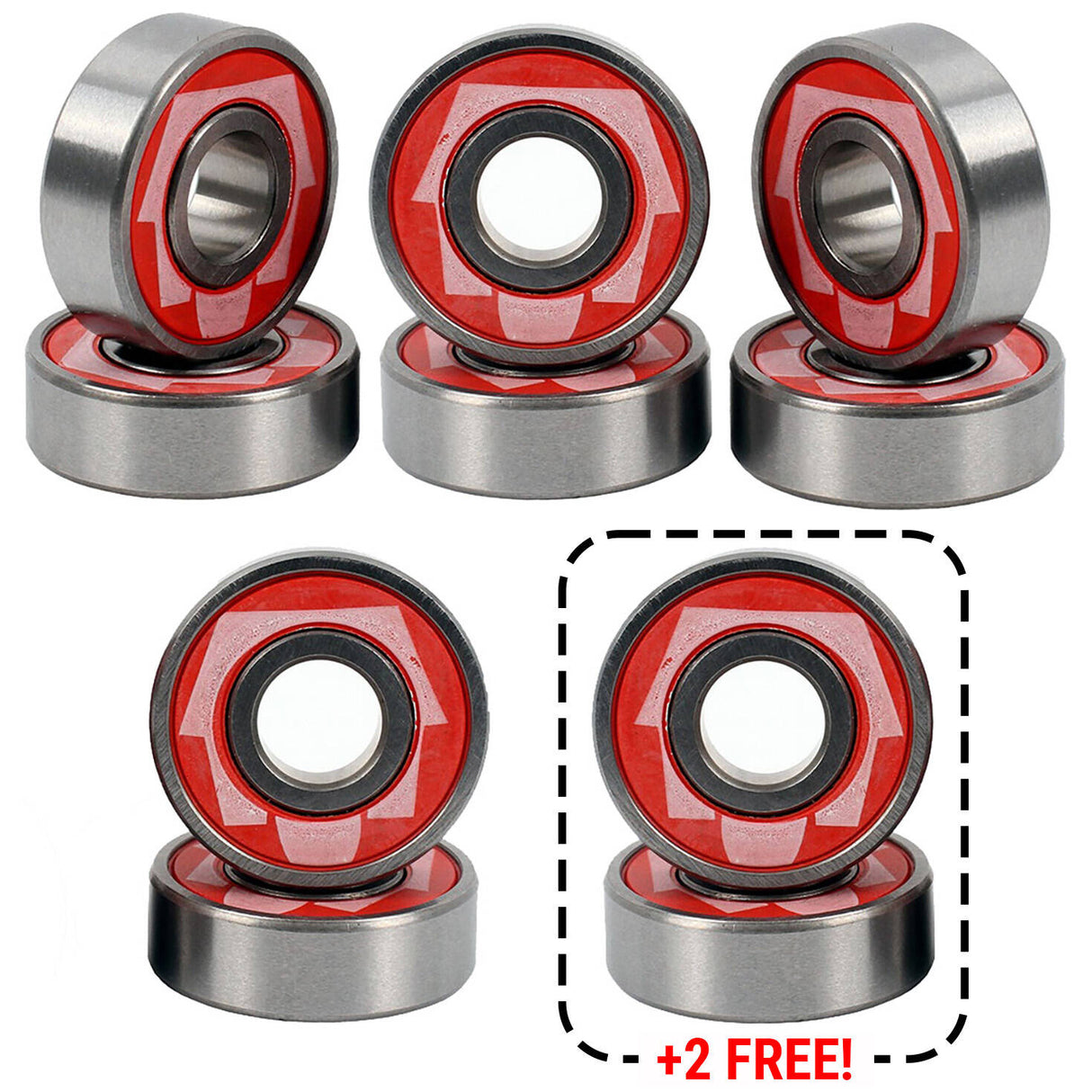 SkateHut ABEC-9 Logo Bearings - 8 Pack (+2 Free)