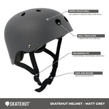 SkateHut Helmet - Matte Grey