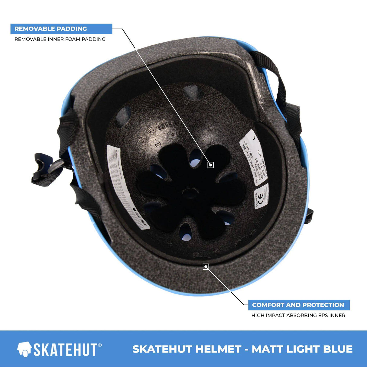 SkateHut Helmet - Matt Light Blue