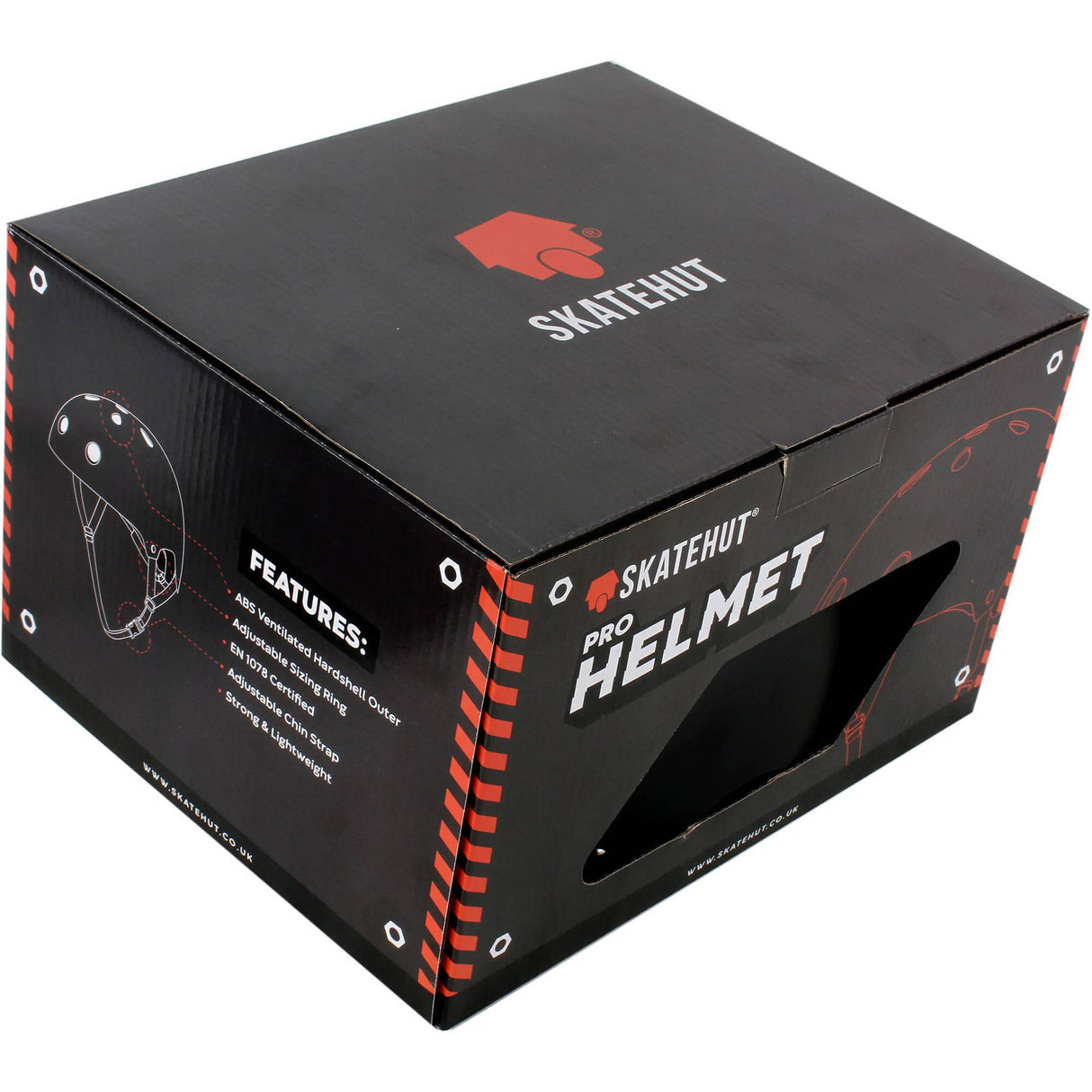 SkateHut Pro Helmet - Matte Black/Red