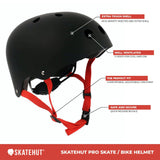 SkateHut Pro Helmet - Matt Black/Red