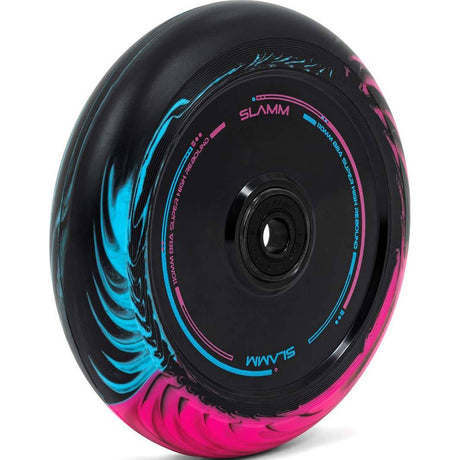 Slamm Swirl Hollow Core 110mm Scooter Wheel - Black/Blue/Pink