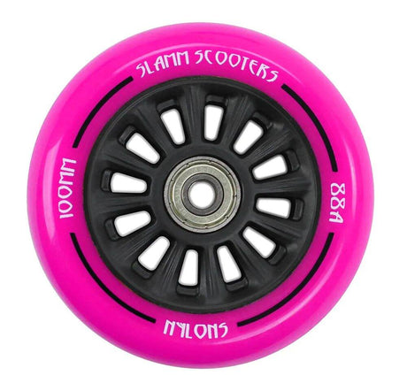 Slamm 100mm Nylon Core Wheel + Bearings - Black / Pink