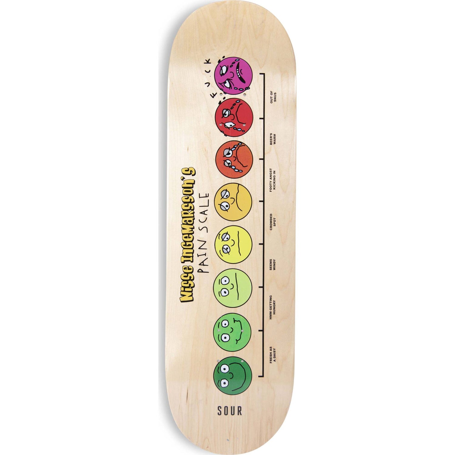 Sour Pain Scale Skateboard Deck - Nisse 9"