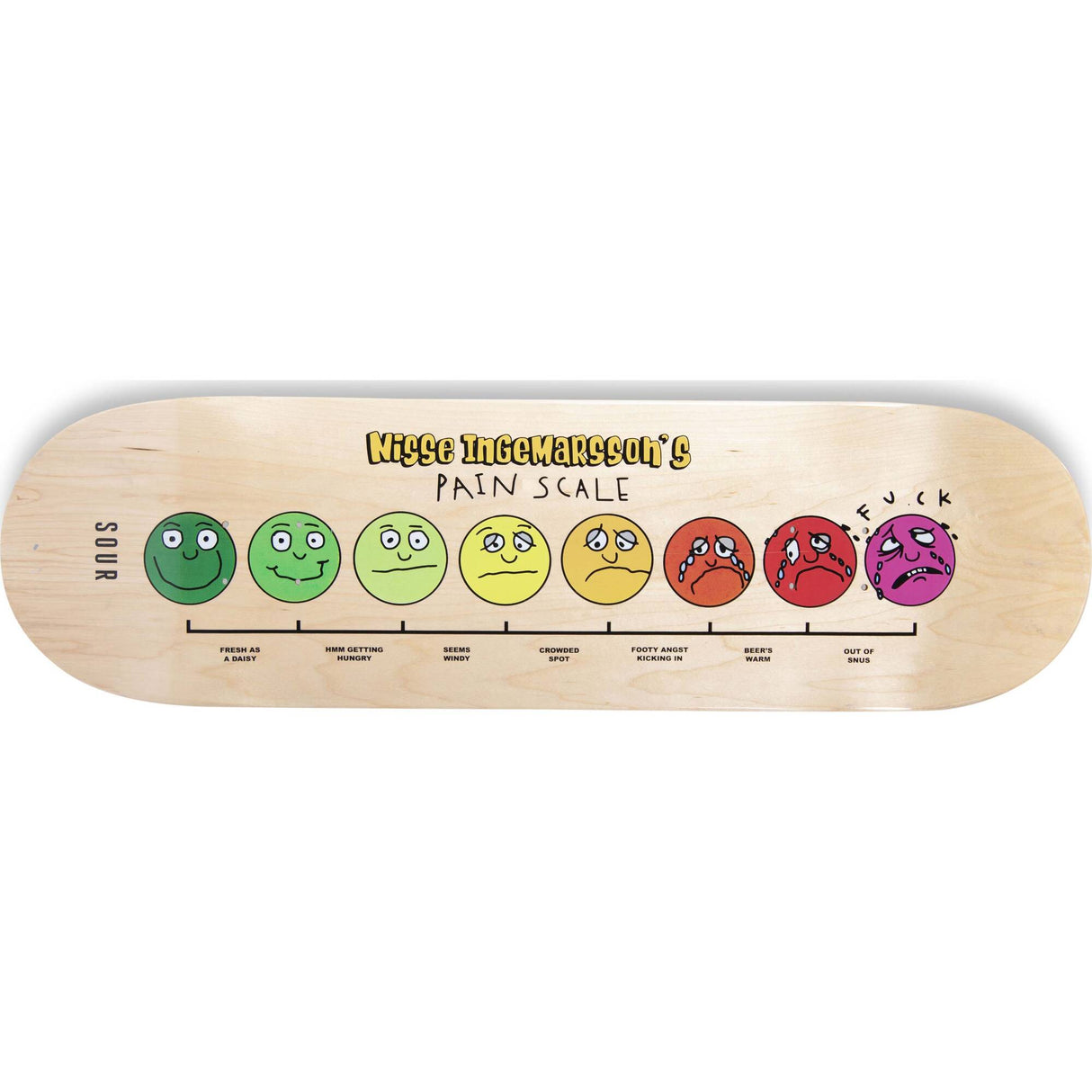 Sour Pain Scale Skateboard Deck - Nisse 9"