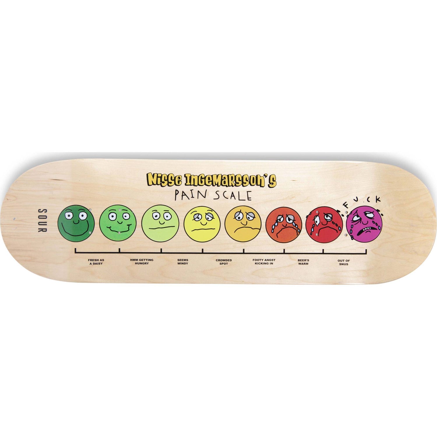 Sour Pain Scale Skateboard Deck - Nisse 9"