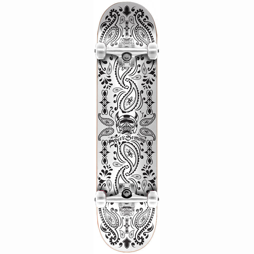 Speed Demons Bandana Complete Skateboard - Black/White 7.5"