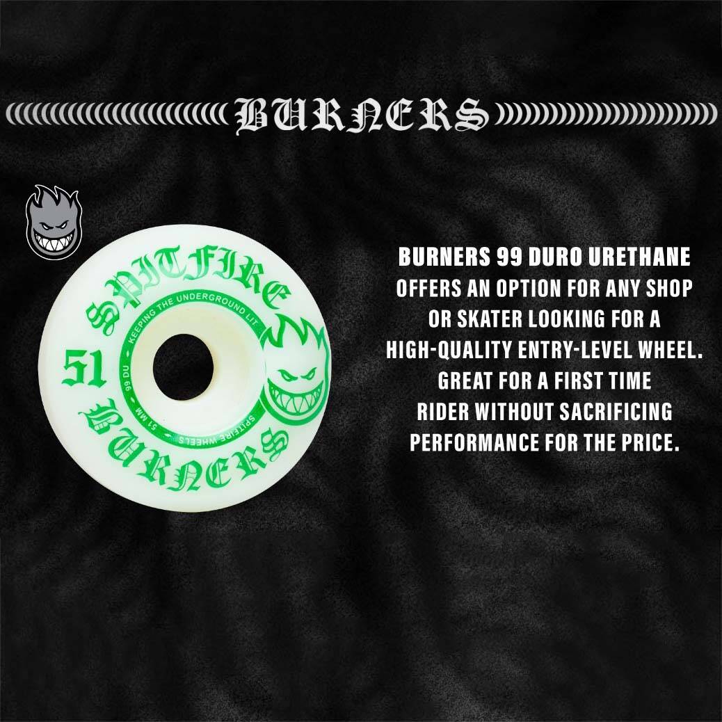 Spitfire Burner Skateboard Wheels - White 54mm