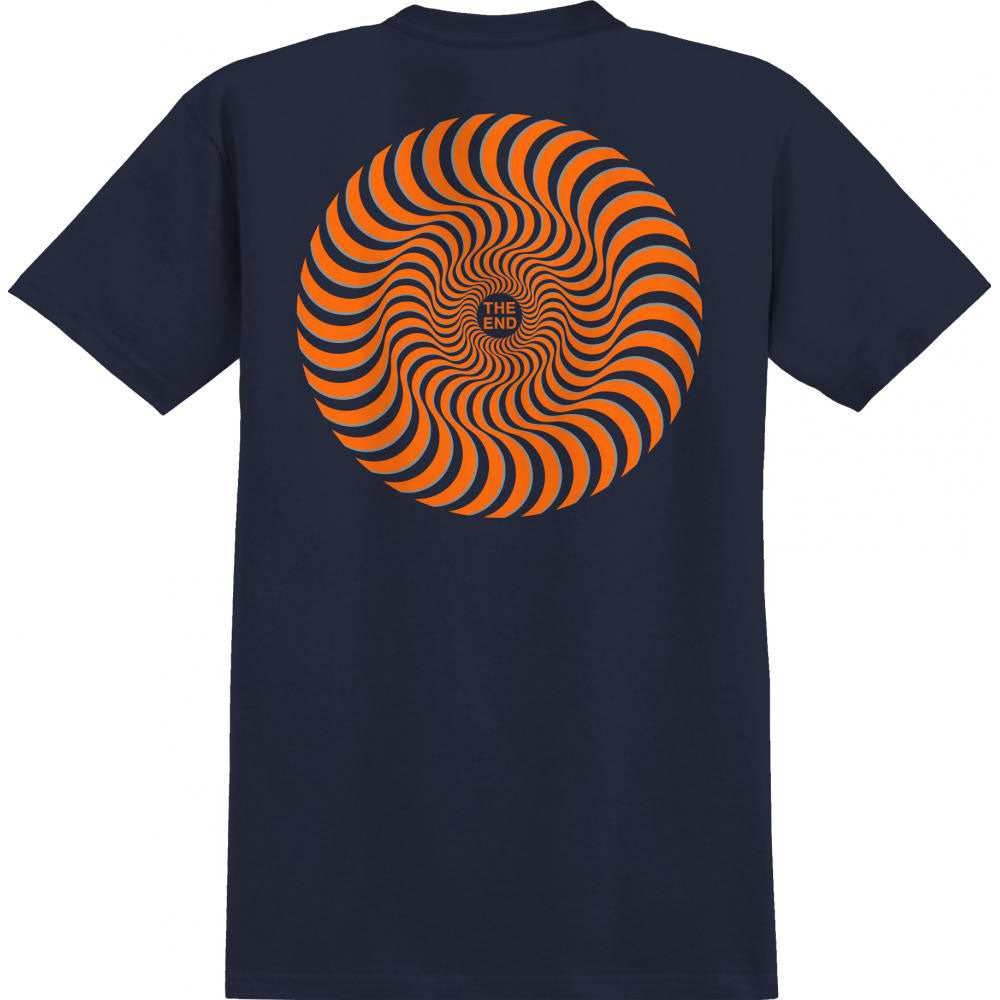 Spitfire Classic Swirl Overlay T Shirt - Midnight Navy/Orange/Silver Fleck