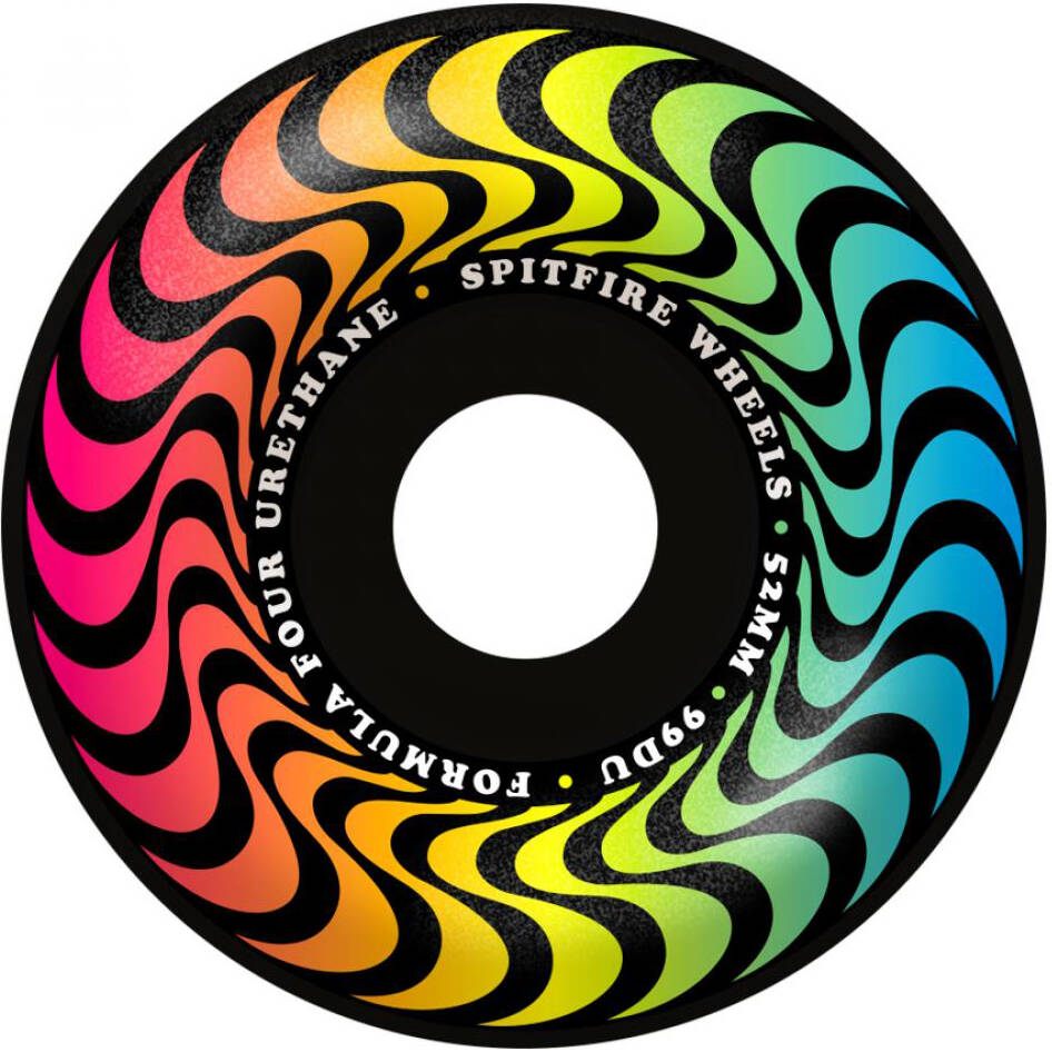 Spitfire Formula Four Team Trippy Swirl Radial 99a Skateboard Wheels - Black 53mm (Pack of 4)