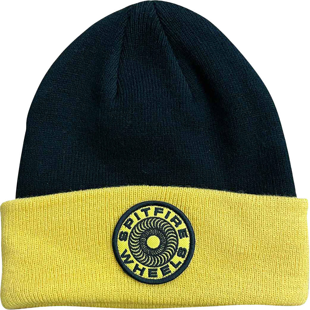 Spitfire Classic '87 Swirl Patch Cuff Beanie - Black/Gold