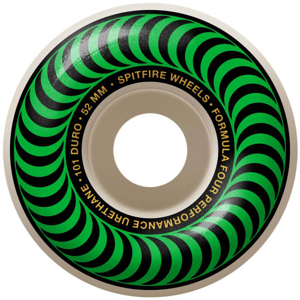 Spitfire Formula Four Classic 101a Skateboard Wheels - Green 52mm (Pack of 4)