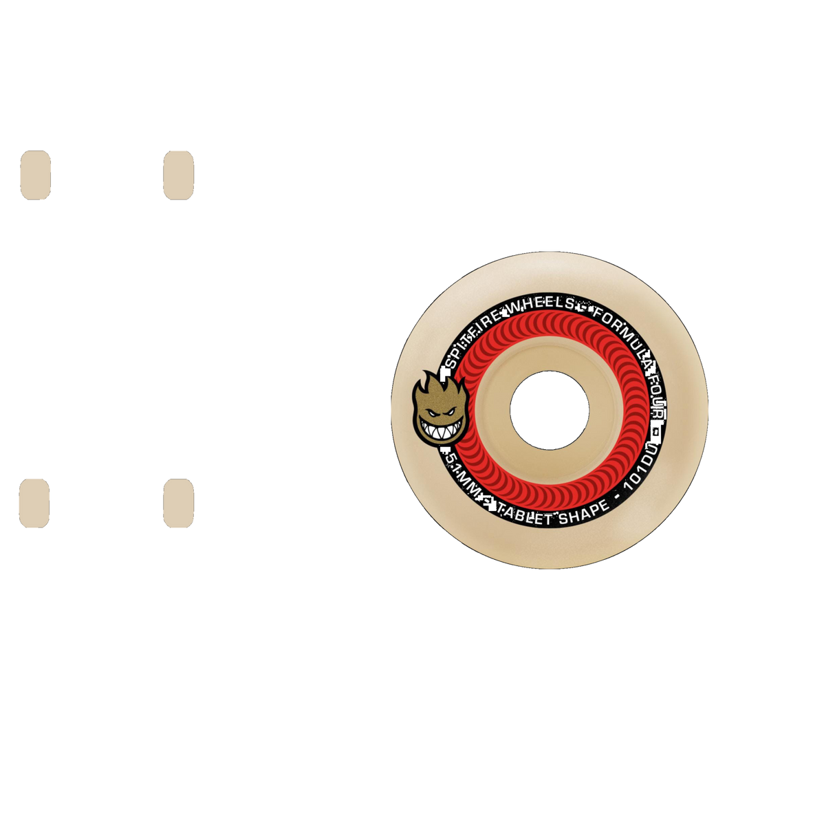 Spitfire Formula Four Tablet 101a Skateboard Wheels - White/Red 53mm (Pack of 4)