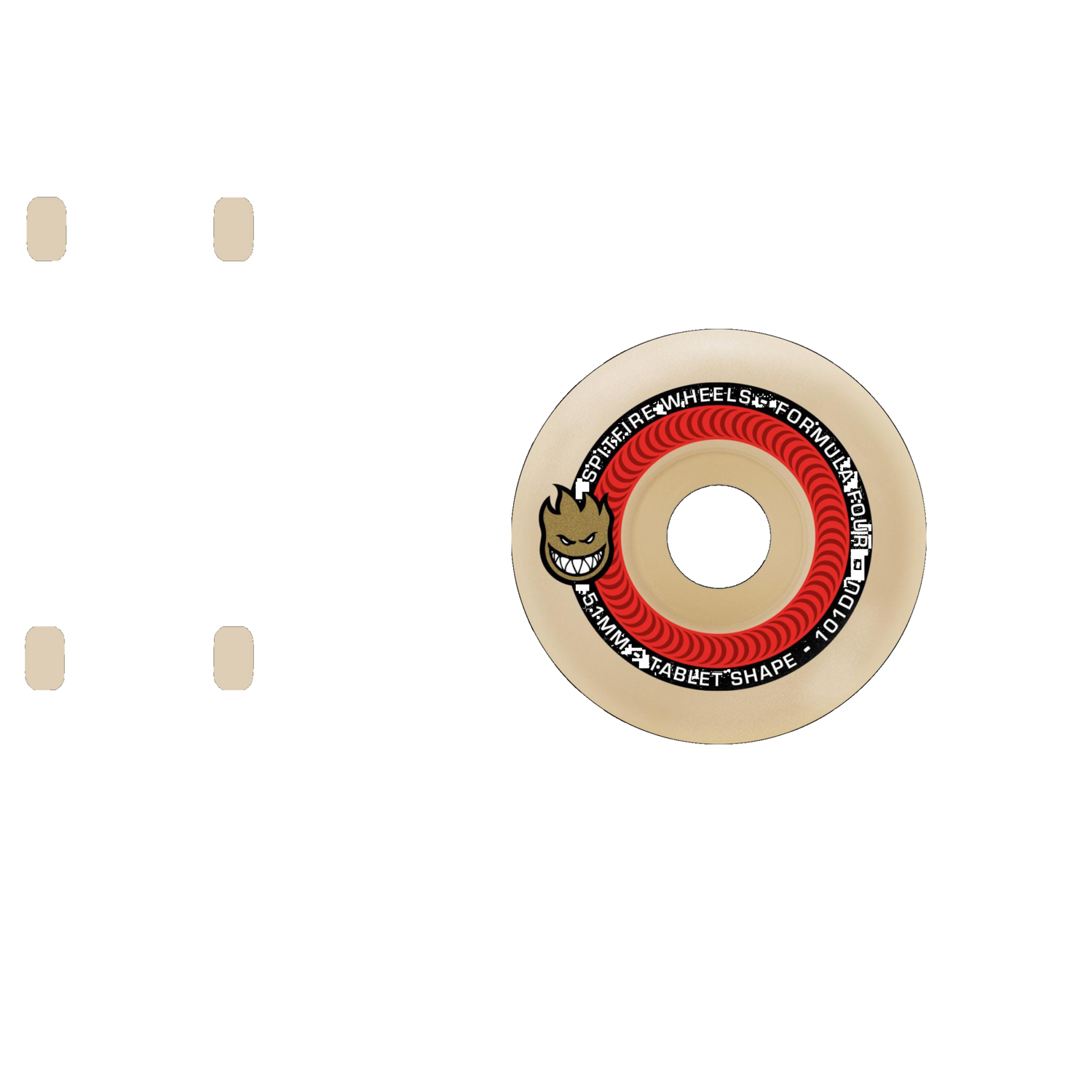 Spitfire Formula Four Tablet 101a Skateboard Wheels - White/Red 53mm (Pack of 4)