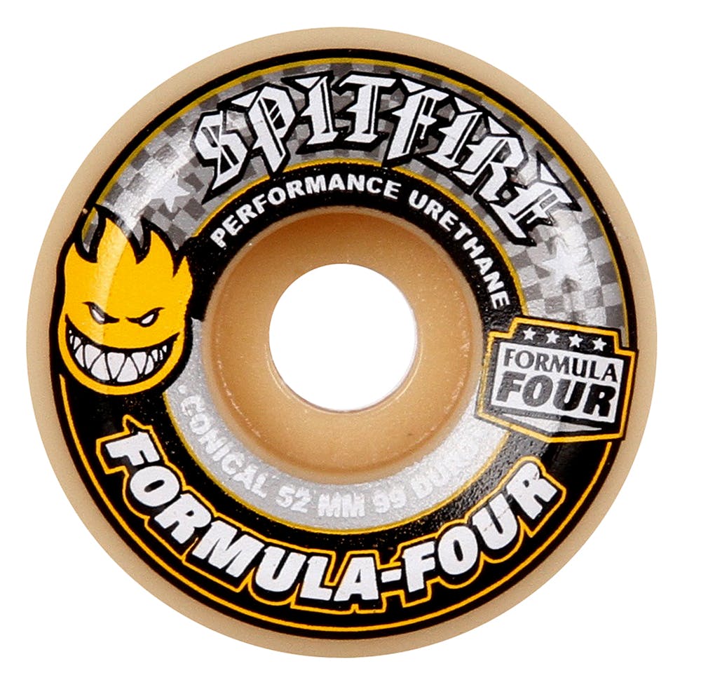 Spitfire Formula Four Conical 99D Skateboard Wheels - Yellow 52mm (Pack of 4)