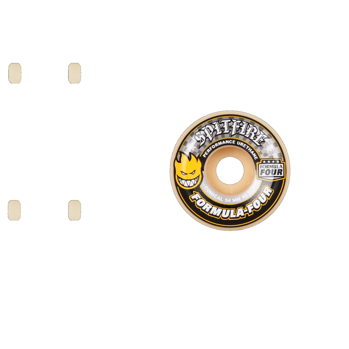 Spitfire Formula Four Conical 99D Skateboard Wheels - Yellow 54mm (Pack of 4)