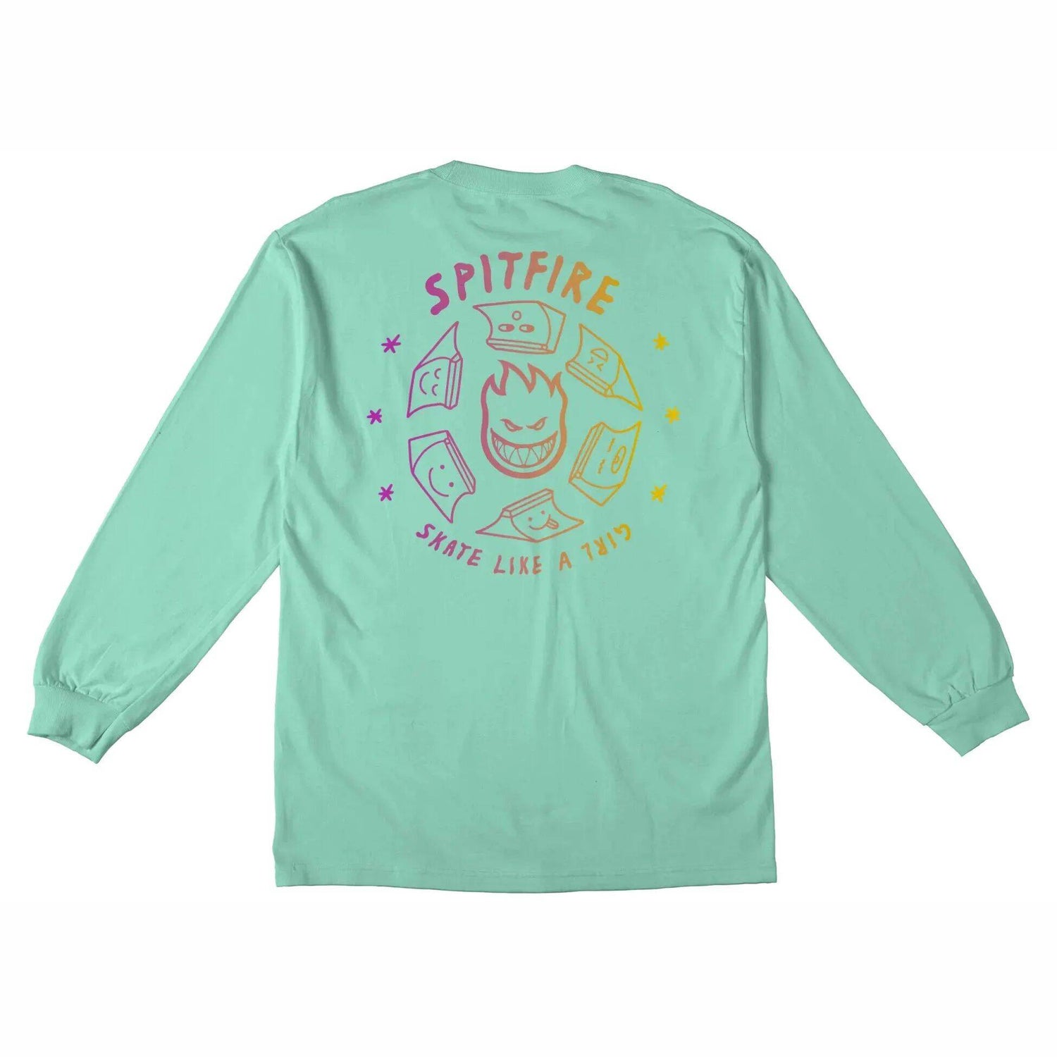 Spitfire Skate Like a Girl Long Sleeve T Shirt - Fade Celadon