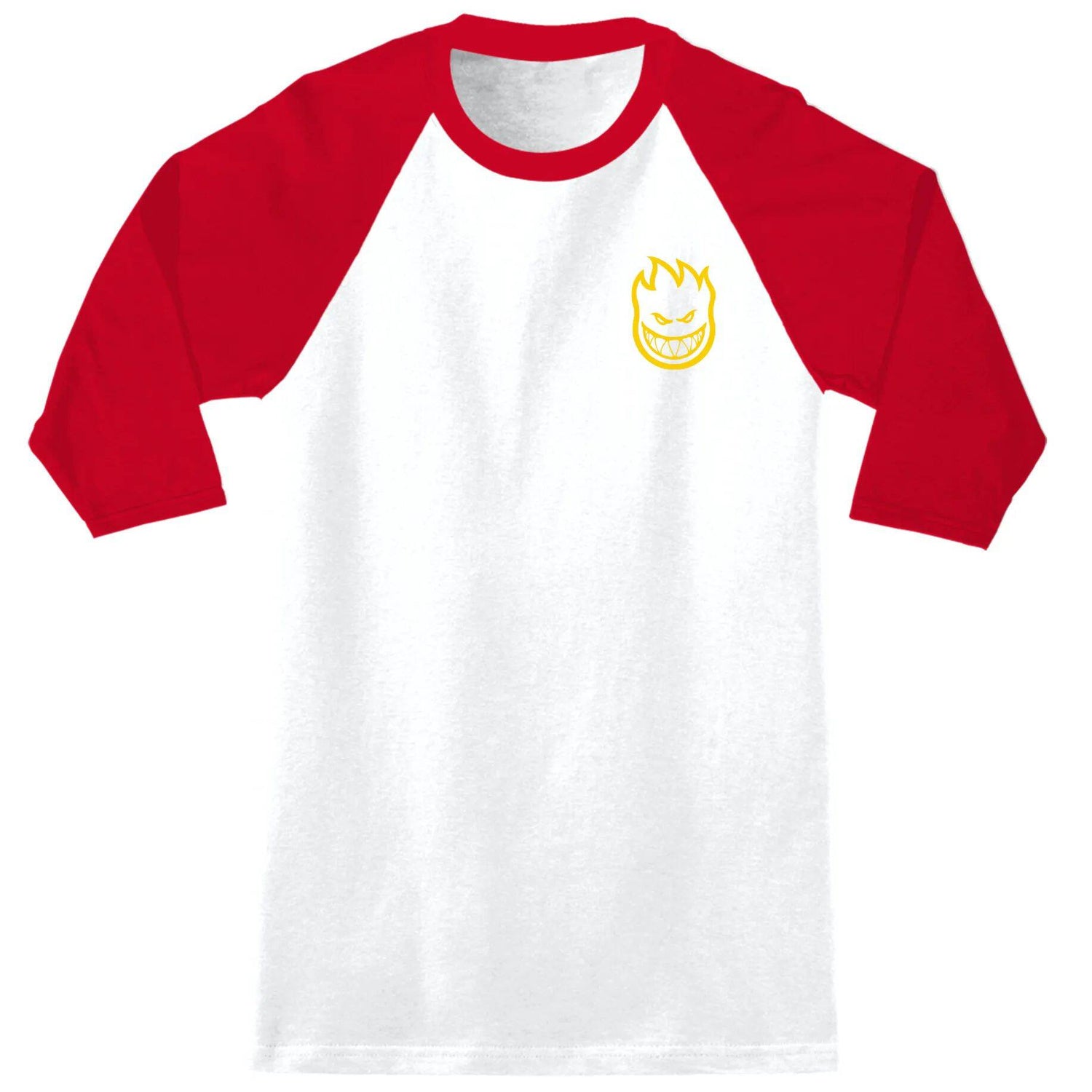 Spitfire Bighead DBL Raglan T Shirt - White/Red/Yellow