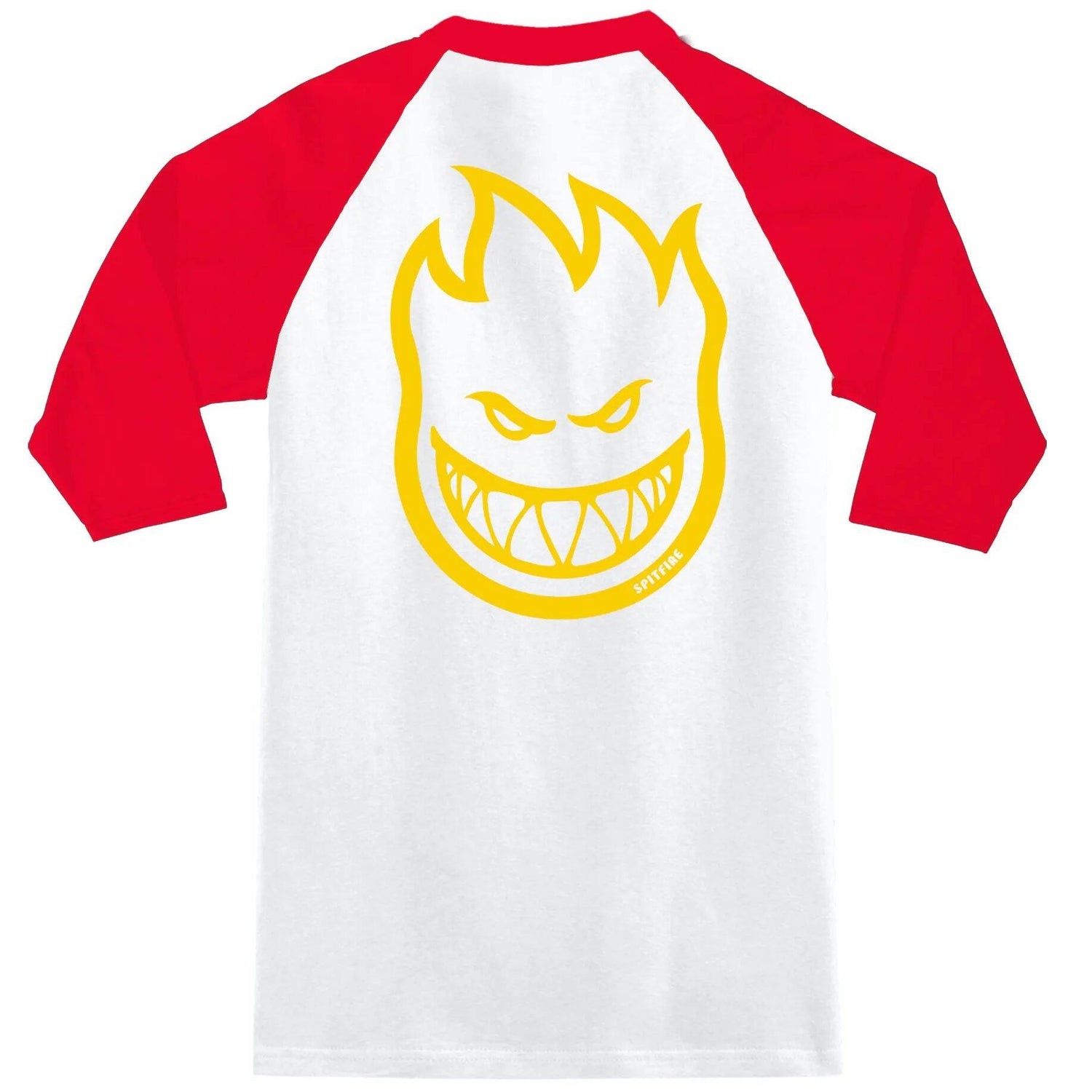 Spitfire Bighead DBL Raglan T Shirt - White/Red/Yellow