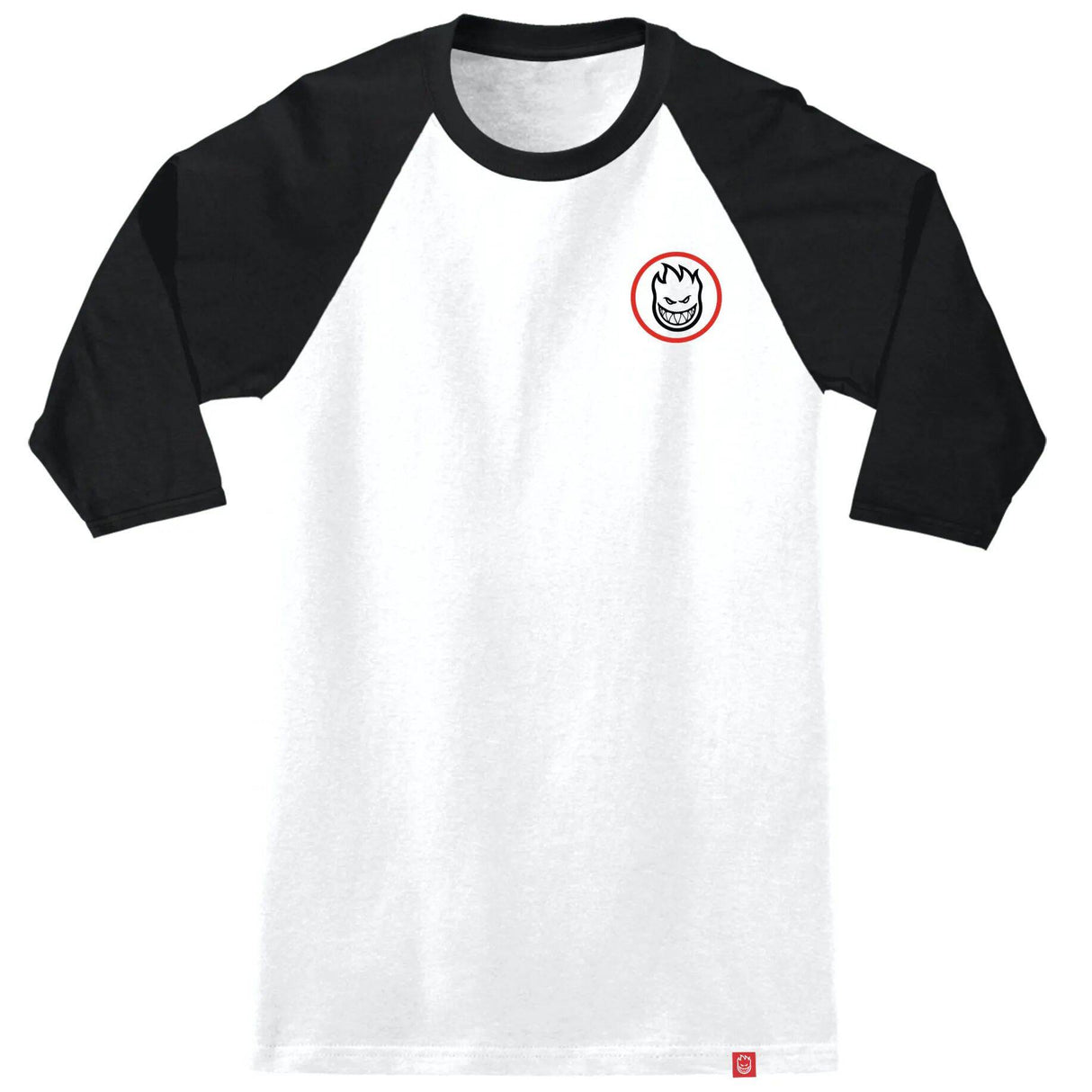 Spitfire Classic Swirl Overlay Raglan T Shirt - White/Black/Red & Black