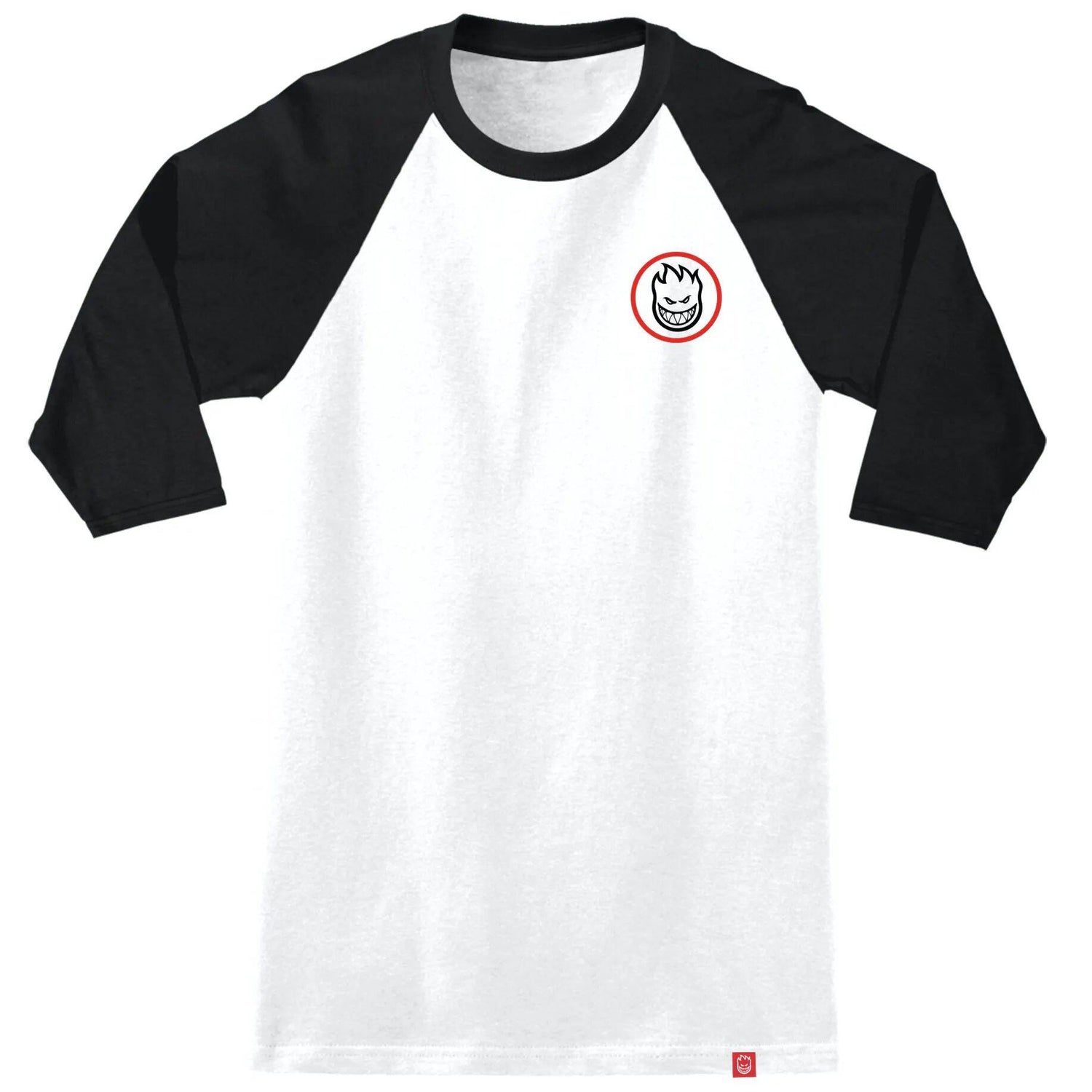 Spitfire Classic Swirl Overlay Raglan T Shirt - White/Black/Red & Black
