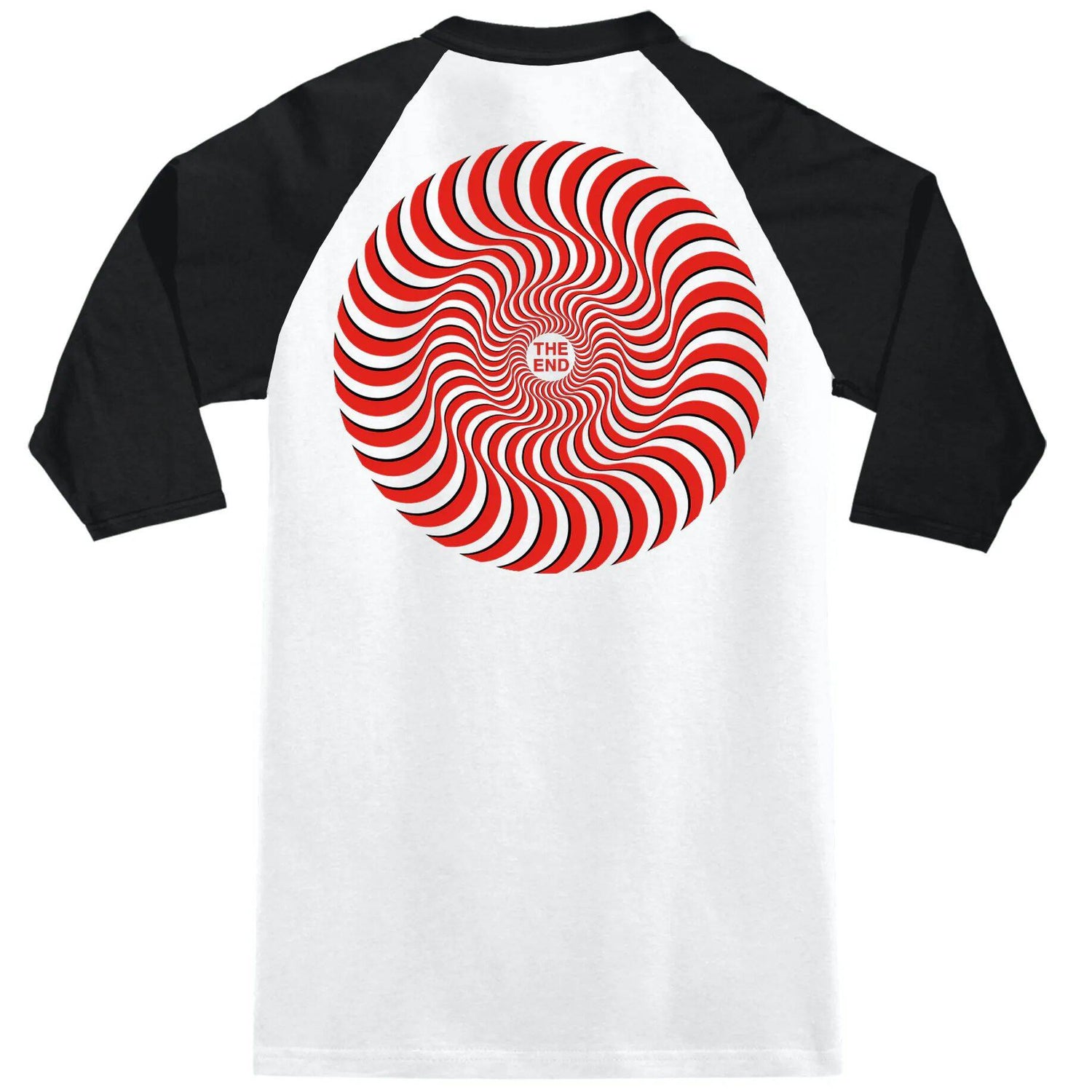 Spitfire Classic Swirl Overlay Raglan T Shirt - White/Black/Red & Black