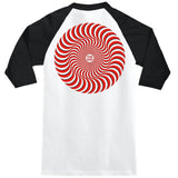 Spitfire Classic Swirl Overlay Raglan T Shirt - White/Black/Red & Black