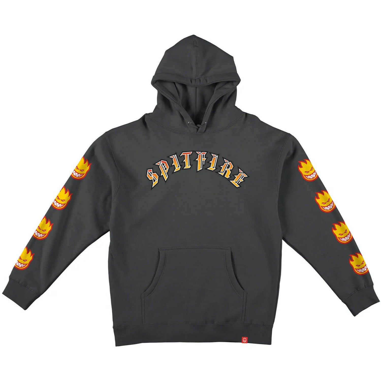 Spitfire Olde E Bighead Fill Sleeve Hoodie - Charcoal/Red & Yellow