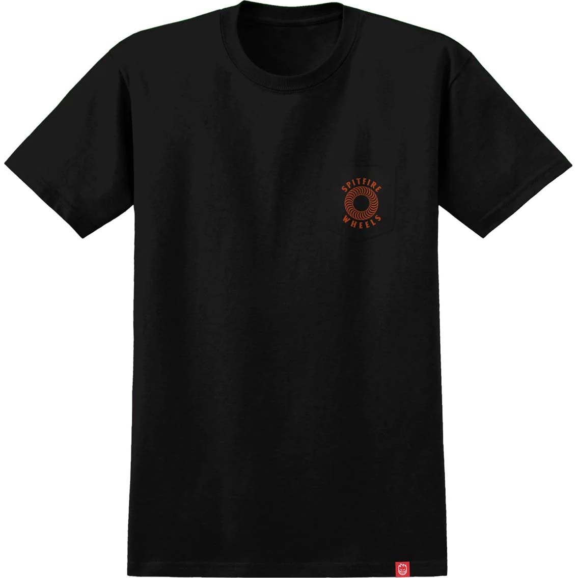Spitfire Hollow Classic T Shirt - Black/Burnt Orange