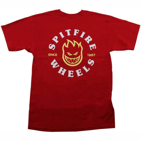 Spitfire Bighead Classic T Shirt - Cardinal/White/Yellow