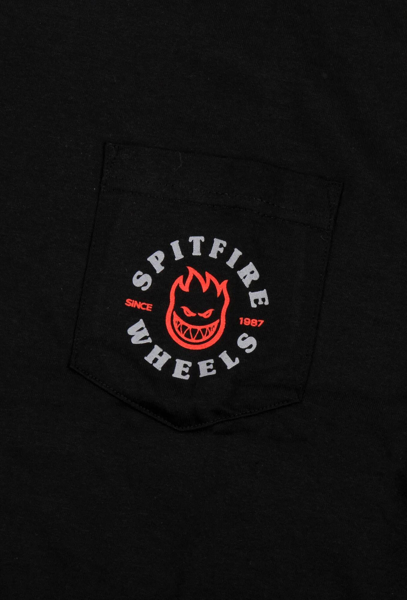 Spitfire Bighead Classic Pocket T Shirt - Black/Red/Grey