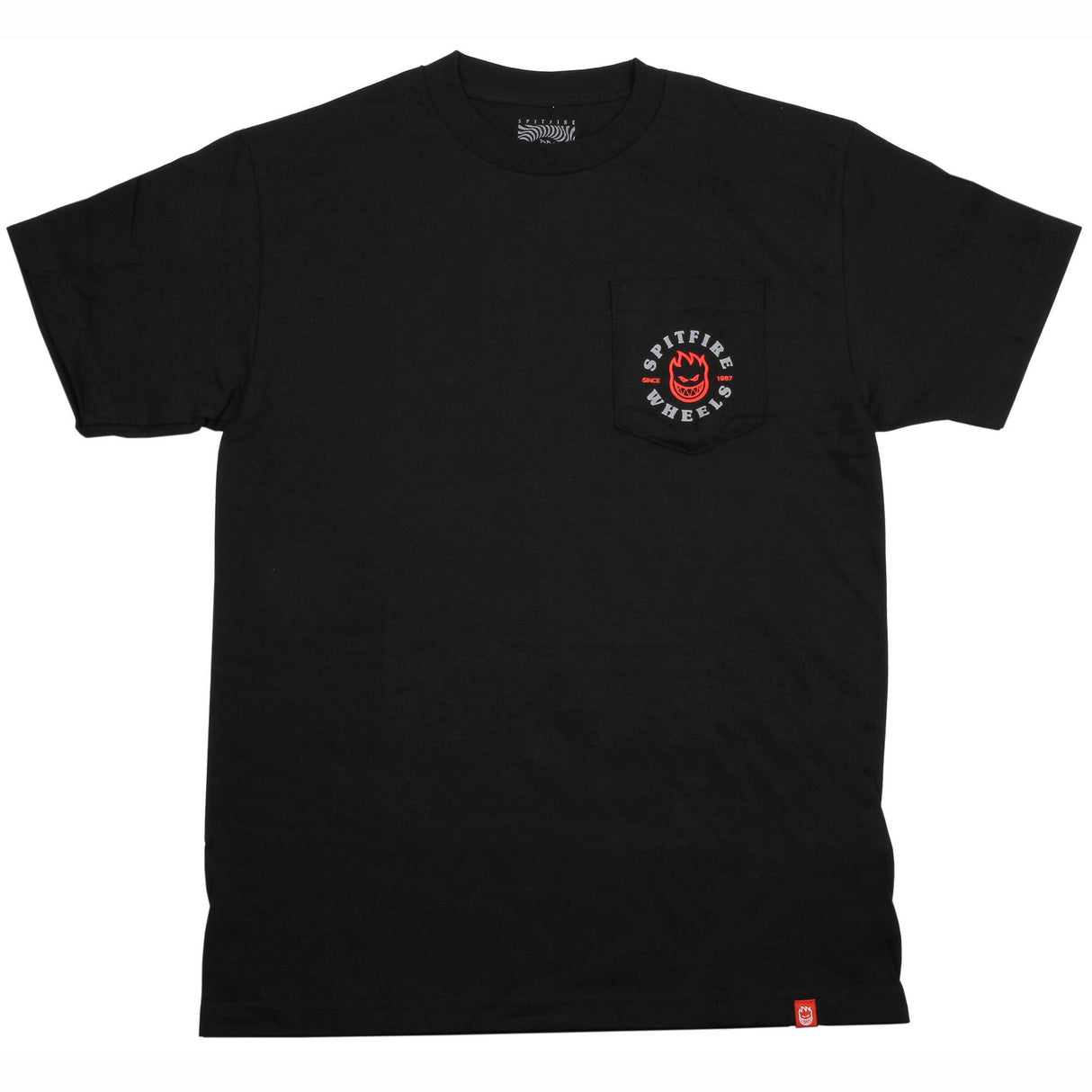 Spitfire Bighead Classic Pocket T Shirt - Black/Red/Grey MED