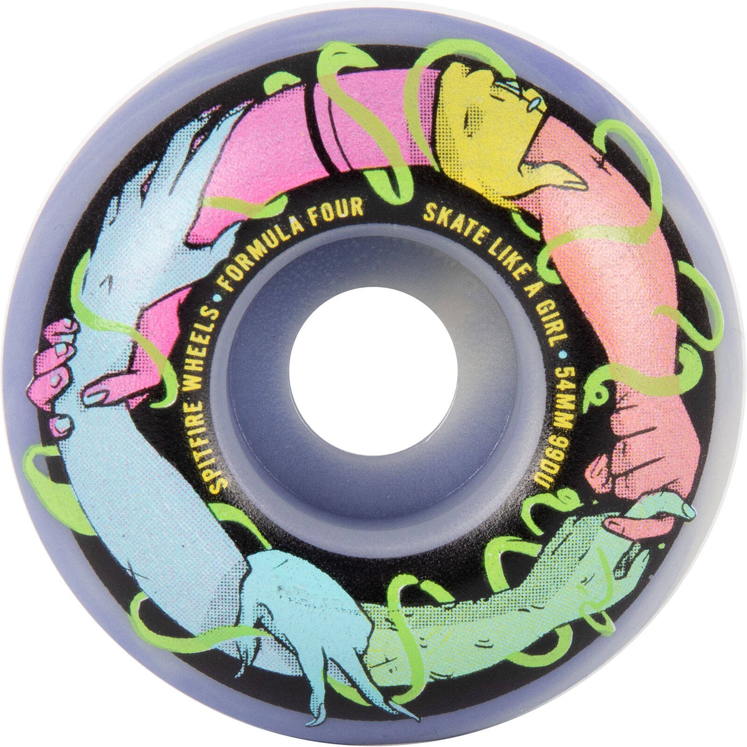 Spitfire Formula Four Friend Of Sk8 Like A Girl PR Skateboard Wheels - White/Purple Swirl 54mm