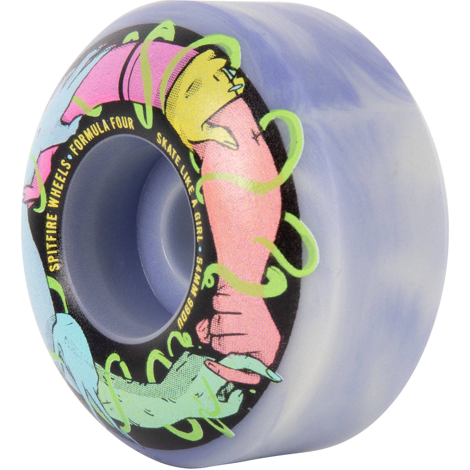 Spitfire Formula Four Friend Of Sk8 Like A Girl PR Skateboard Wheels - White/Purple Swirl 54mm