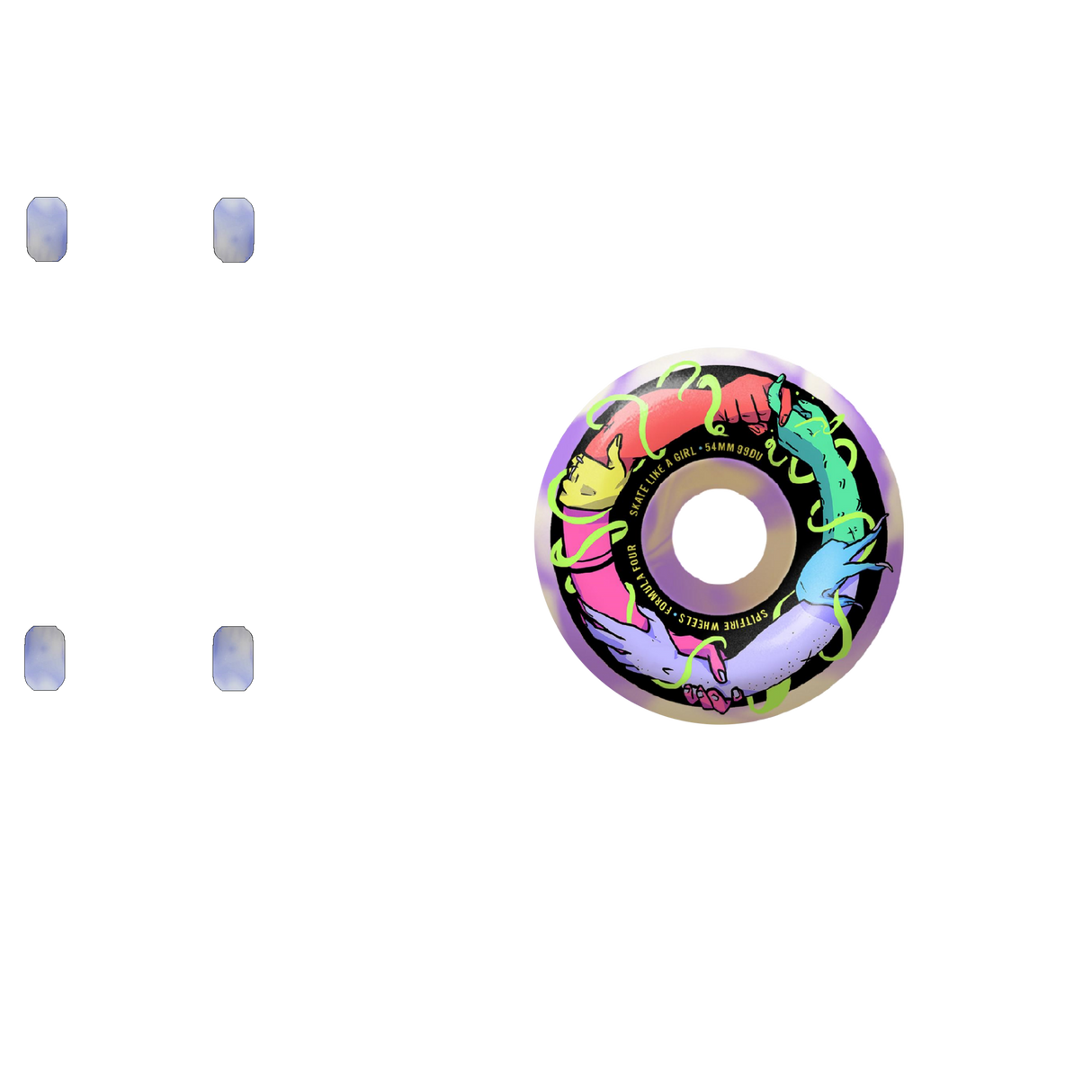 Spitfire Formula Four Friend Of Sk8 Like A Girl PR Skateboard Wheels - White/Purple Swirl 54mm