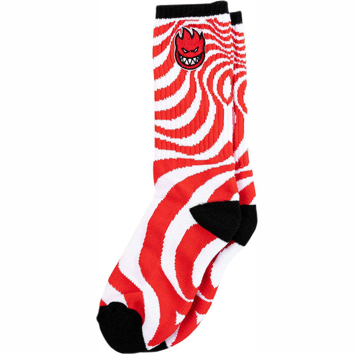 Spitfire Bighead Fill Emb Swirl Youth Socks - White/Red/Black