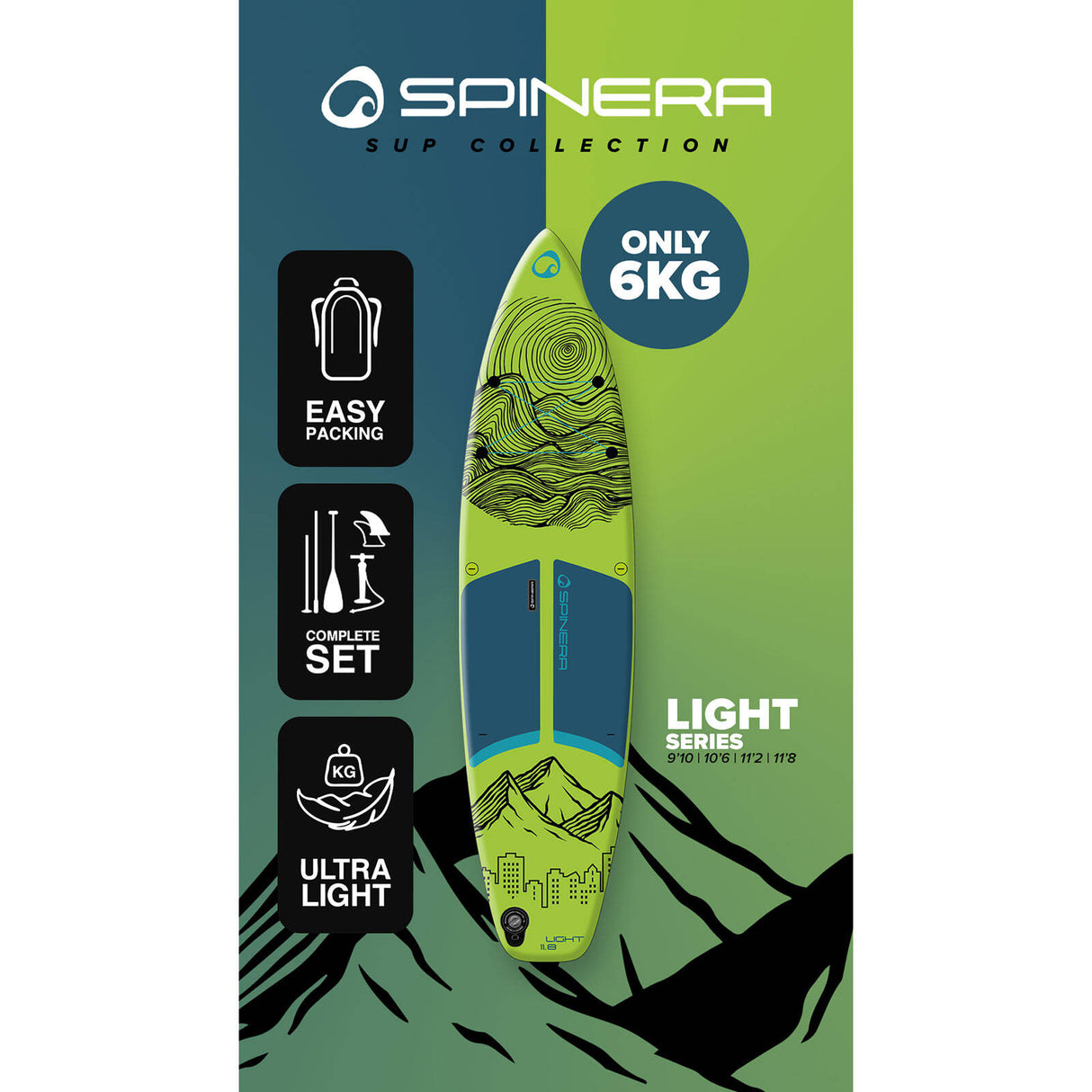 Spinera Light iSUP ULT w/Paddle, Leash, Pump, Bag - 9ft10
