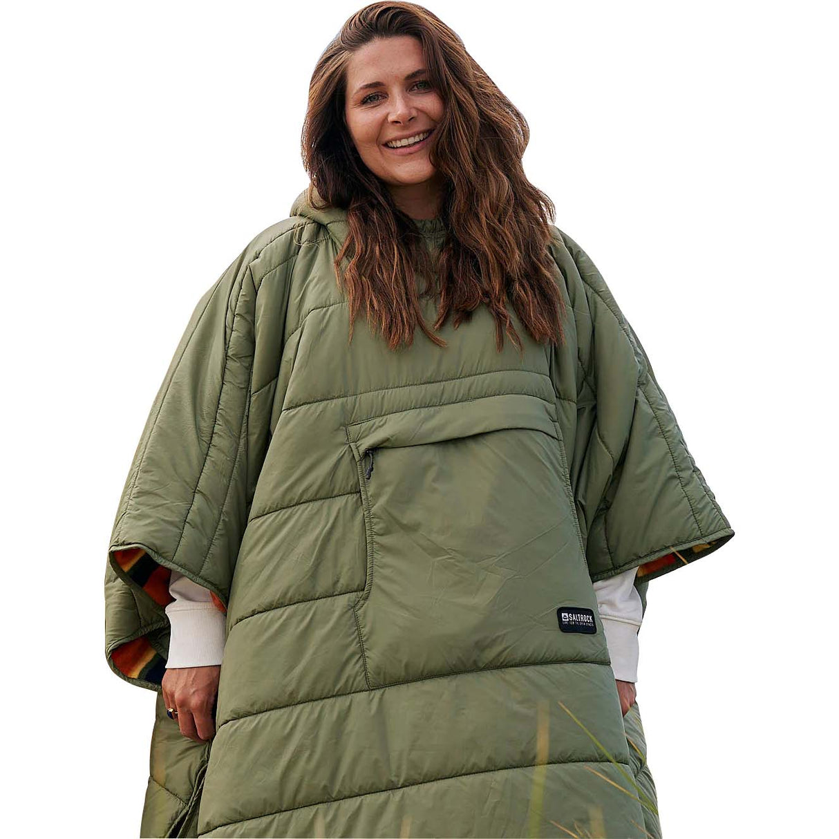 Saltrock Festival Reversible Poncho - Dark Green