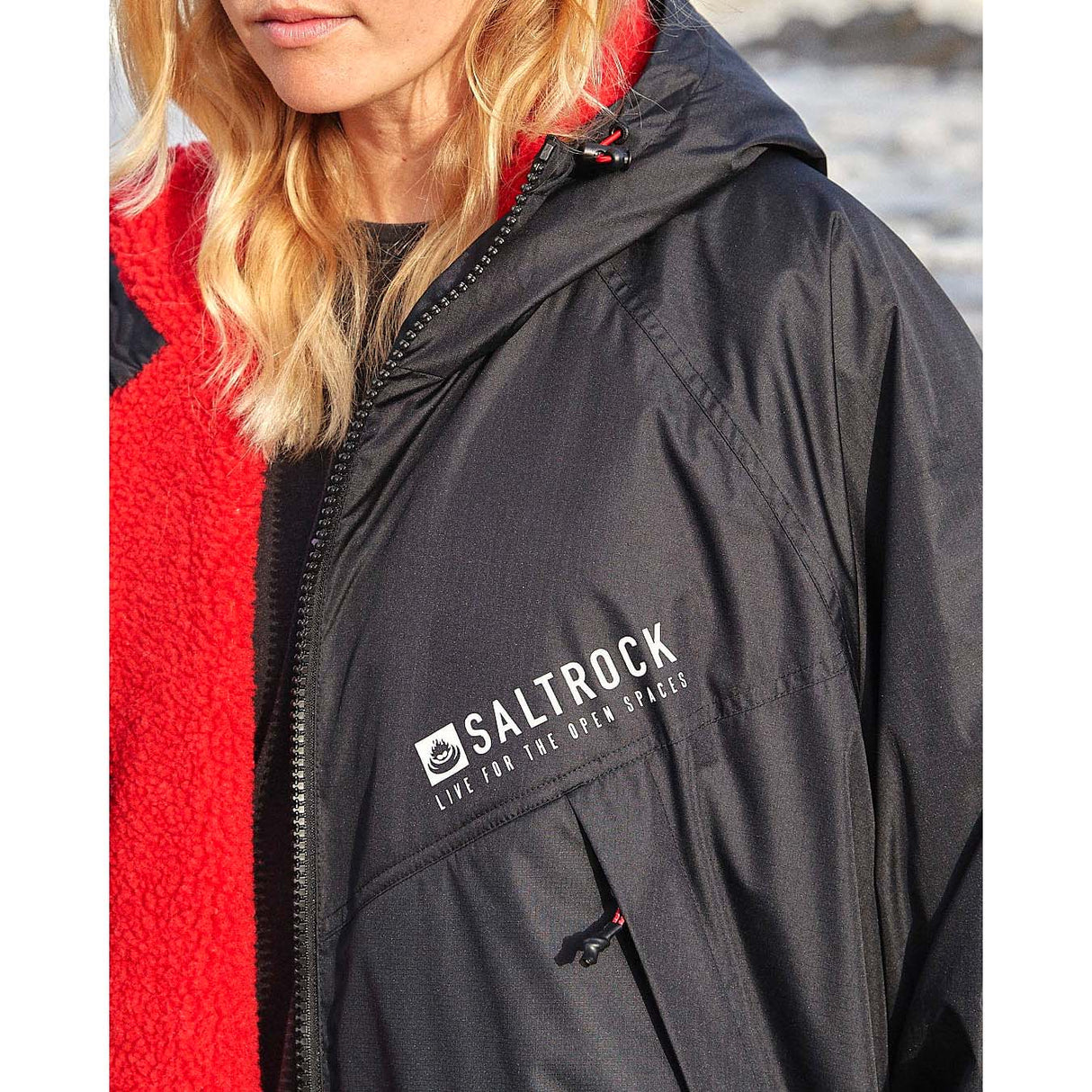 Saltrock Recycled Four Seasons Waterproof Changing Robe - Black/Red