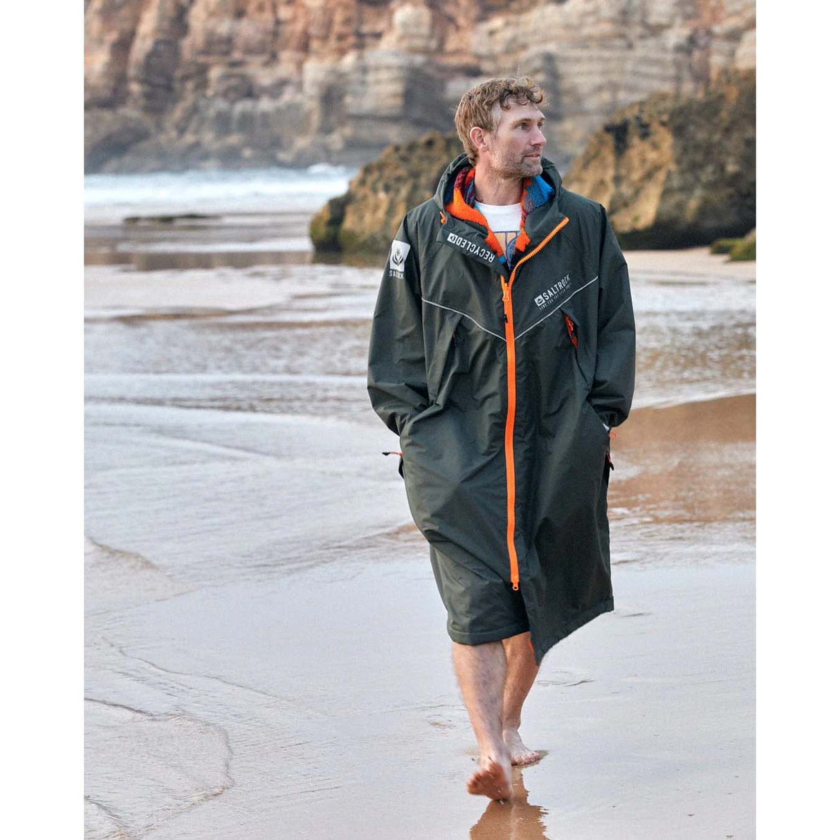 Saltrock Recycled Four Seasons Waterproof Changing Robe - Green/Aztec