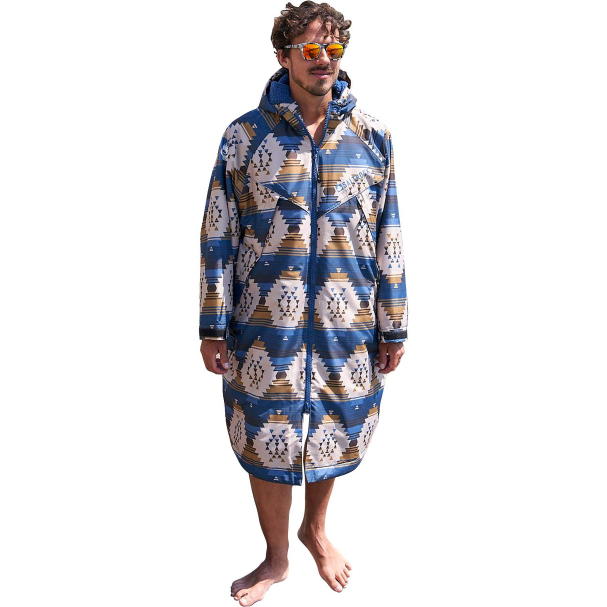 Saltrock Four Seasons Waterproof Changing Robe - Dark Blue Aztek