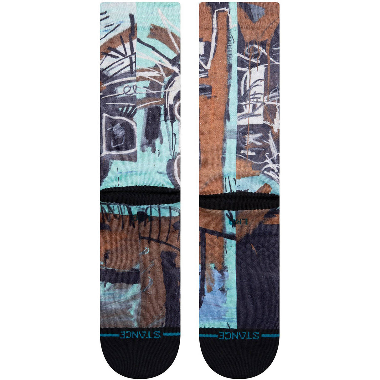 Stance x Basquiat 2 Heads On Gold Socks - Black