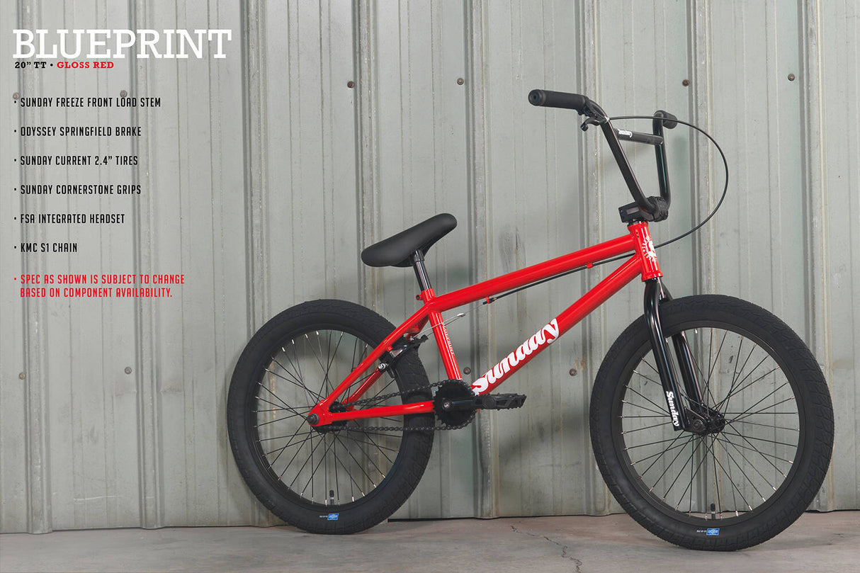 Sunday 2022 Blueprint 20'' Complete BMX - Gloss Fire Engine Red