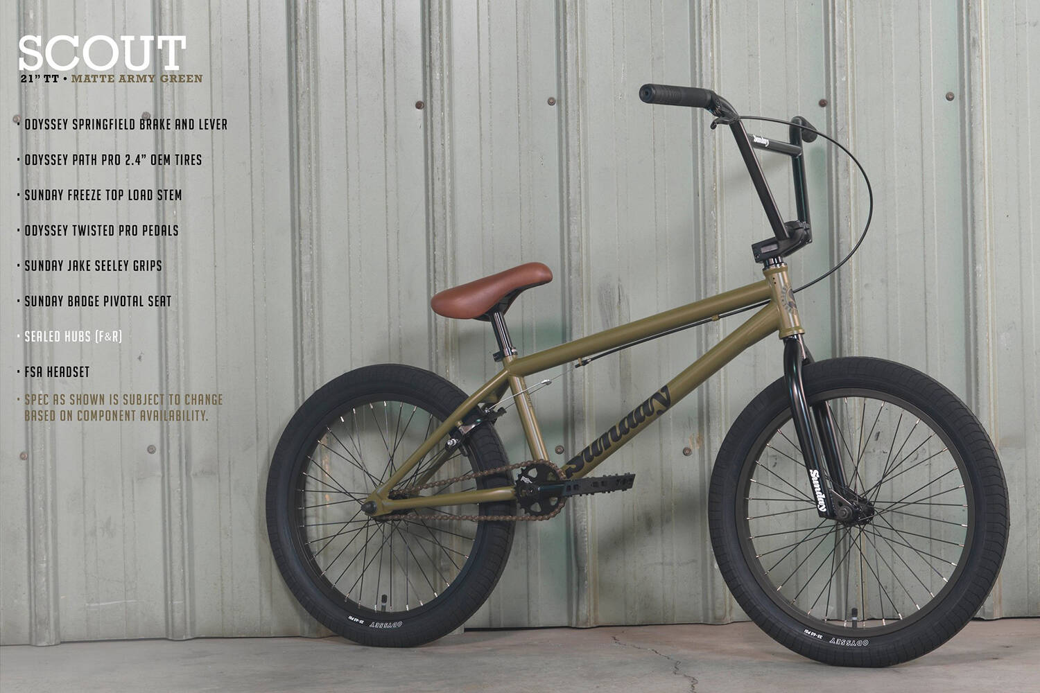 Sunday 2022 Scout 21'' Complete BMX - Matte Army Green