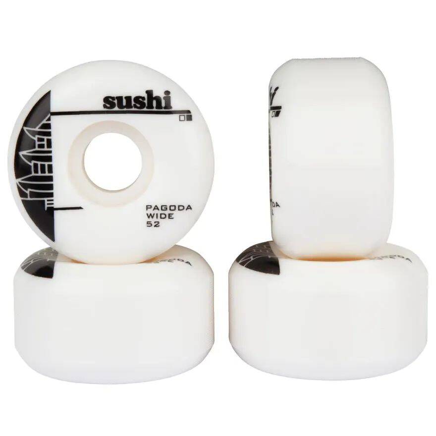 Sushi Pagoda Wide Skateboard Wheels - White 52mm (Pack of 4)