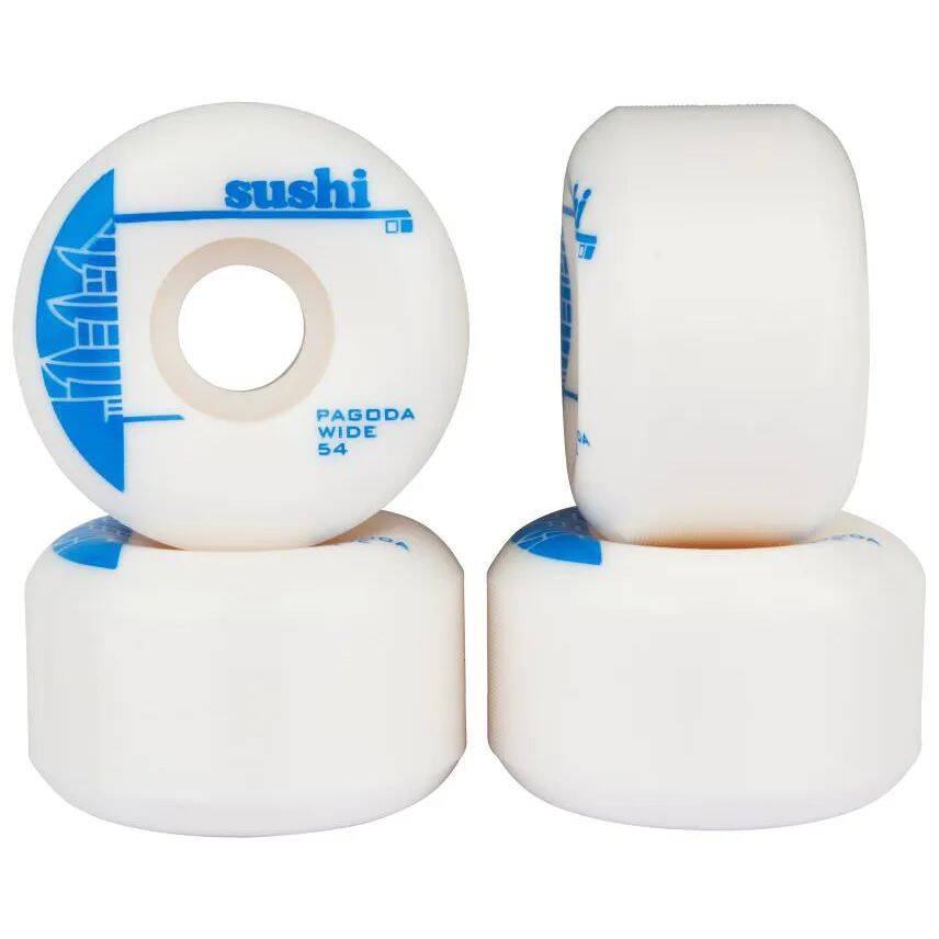 Sushi Pagoda Wide Skateboard Wheels - White 54mm (Pack of 4)