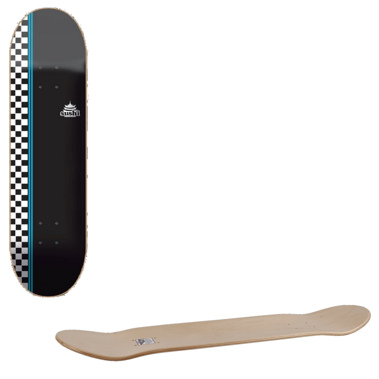 Sushi Checker Logo Skateboard Deck - Black 8.25''