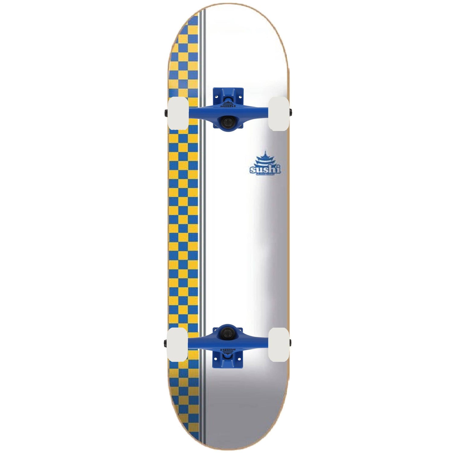 Sushi Checker Logo Custom Skateboard - White/Blue 8.125''