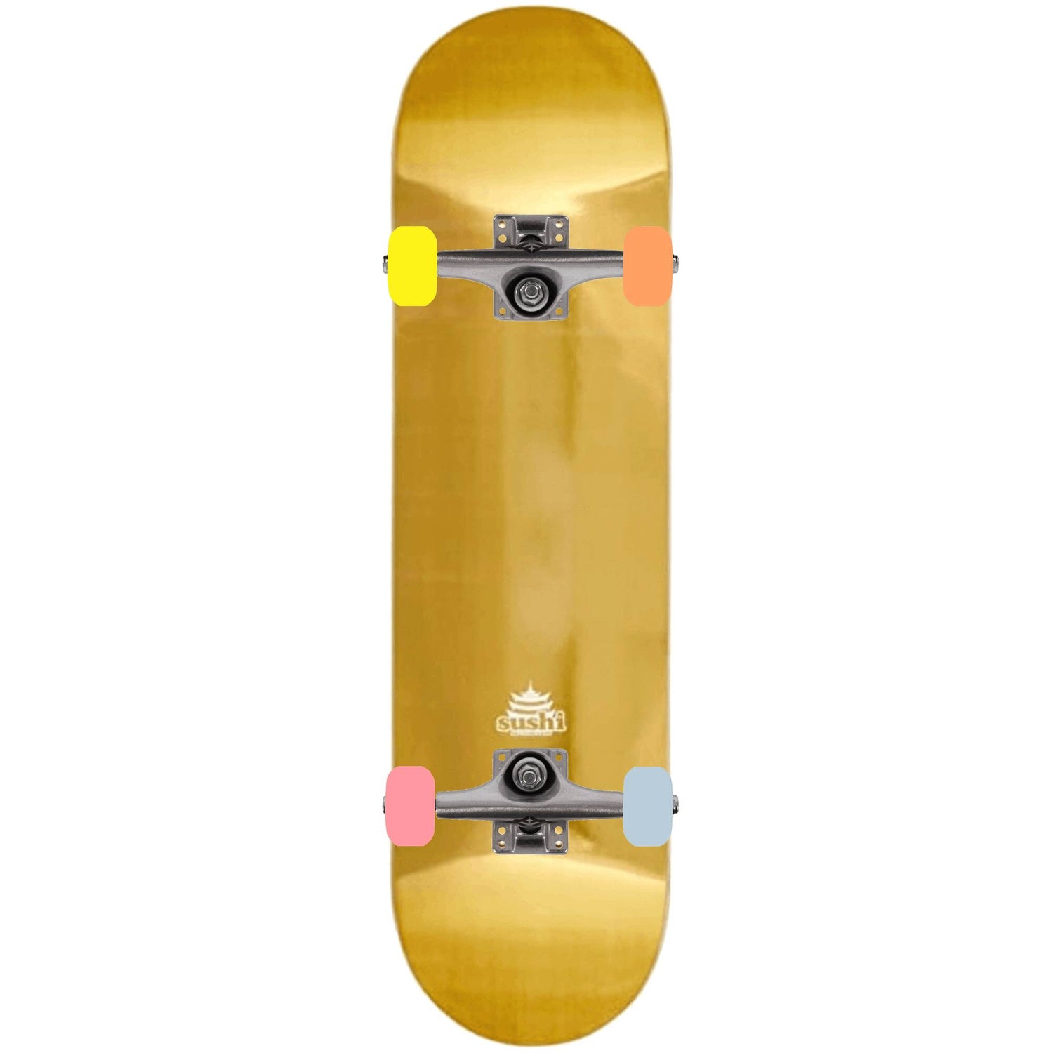 Sushi Pagoda Foil Custom Skateboard - Gold/Pastel 8.125''